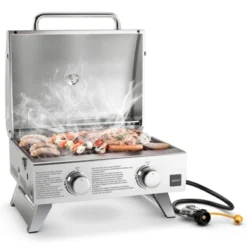 Tangkula Portable Gas Grill 20,000 BTU 2-Burner Stainless Steel Propane Grill W/ Lid & Handle Top Thermometer & Extra Flame Rod -Tangkula GUEST 9a91d0b9 08f5 4ece 96ea 73dbc18b1c19