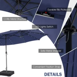 Tangkula Outdoor 15' Double-Sided Patio Umbrella 48 Solar LED Lights Crank & Base -Tangkula GUEST 9a96d2ac 4eb3 4a37 9017 5b7cd8c96fc7
