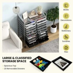 Tangkula Office Rolling Cart 20 Storage Drawers Scrapbook Paper Studio Organizer Gray -Tangkula GUEST 9aaf8605 9ad7 46a3 9c25 aa59f646c011