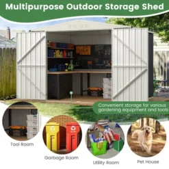 Tangkula 8 X 6.3 FT Metal Outdoor Storage Shed W/ Lockable Door Pitched Tool Shed Roof -Tangkula GUEST 9ae79b9f c6d9 4f0c 80ad 29a02c43966a