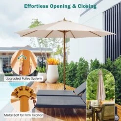 Tangkula 10FT Patio Umbrella Outdoor Table Market Umbrella With 8 Bamboo Ribs Pulley Lift And Ventilation Hole Beige -Tangkula GUEST 9aee946d 7c66 4ecb 9df5 6ecc8befe2d5