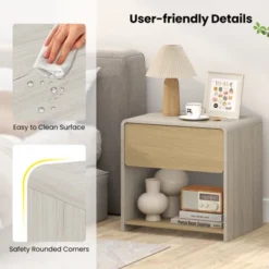 Tangkula Modern Style Nightstand 2-Tier Sofa Side Bedside Table W/ Drawer & Open Shelf 17 Tangkula Modern Style Nightstand 2-Tier Sofa Side Bedside Table W/ Drawer & Open Shelf -Tangkula GUEST 9b09954a 4596 4378 9a5d e6fe29b0b91f 1