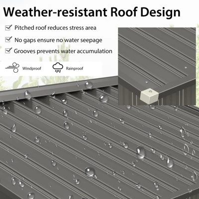Tangkula 6' X 4' Outdoor Storage Shed Weather Resistant Galvanized Steel Shed With Tilted Roof Lockable Sliding Doors & 4 Air Vents 9 Tangkula 6' X 4' Outdoor Storage Shed Weather Resistant Galvanized Steel Shed With Tilted Roof Lockable Sliding Doors & 4 Air Vents - Image 7