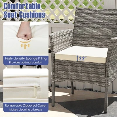 Tangkula Outdoor PE Wicker Chairs Set Of 4 Patio Dining Armchairs W/ Padded Cushions 8 Tangkula Outdoor PE Wicker Chairs Set Of 4 Patio Dining Armchairs W/ Padded Cushions - Image 6