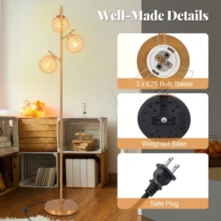 Tangkula 3-Globe Floor Lamp W/ Foot Switch & 3 E26 Bulb Bases Sturdy Metal Pole -Tangkula GUEST 9b3c1959 53c9 47f2 bc9d c0013a41662c