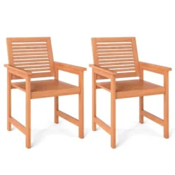 Tangkula Patio Chairs Set Of 2 Outdoor Wooden Dining Chairs W/ Inclined Backrests -Tangkula GUEST 9ba489f1 f6ef 4894 8ba1 bdeb4b06896e