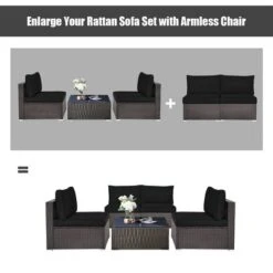 Tangkula 2PCS Patio Sectional Armless Sofas Outdoor Rattan Furniture Set W/ Cushions Black -Tangkula GUEST 9ba858ae 682d 4cea 8741 366e11ccf82e