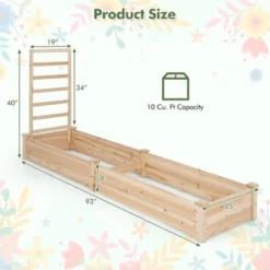 Tangkula Raised Garden Bed With Trellis Wooden Planter Box With Divided Space For Vegetables Flowers Fruits Climbing Plants -Tangkula GUEST 9bf41c9d da97 47c0 abb1 7ae176a7b025