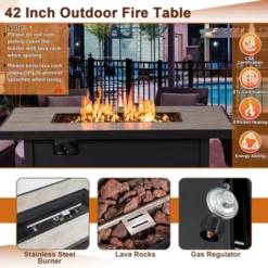 Tangkula 42" Rectangular Propane Gas Fire Pit 60,000 Btu Heater Outdoor Table W/ Cover -Tangkula GUEST 9c02a8ac f41f 4536 9300 2c38e4cdd86f