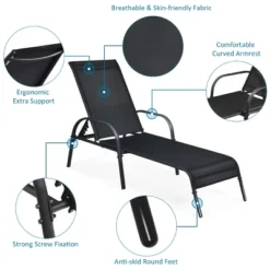 Tangkula Outdoor Chaise Lounge Chair Adjustable Reclining Bed With Backrest& Armrest -Tangkula GUEST 9c0d222e 31fe 4a27 ac48 7640f9e31cd3