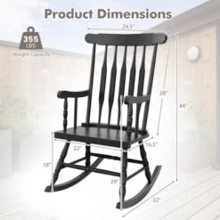 Tangkula 2PCS Wooden Rocking Chair Single Rocker Indoor Garden Patio Yard Black -Tangkula GUEST 9c187ca2 097a 4ef6 ad29 7dc6c0221a1c 1