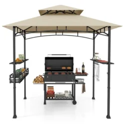 Tangkula 8 X 5 FT BBQ Grill Gazebo W/ 2 Side Shelves Storage Basket Hanging Hooks Outdoor -Tangkula GUEST 9c9d957b 88a5 455d 978b 179802c47c68