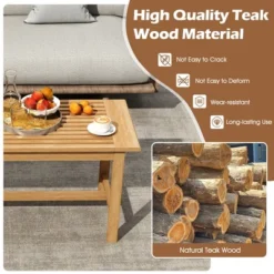 Tangkula 36"Patio Coffee Table Solid Wood Coffee Table W/ Slatted Tabletop Natural -Tangkula GUEST 9cc5e5a9 b962 4b4f b87a 9daecda4478e