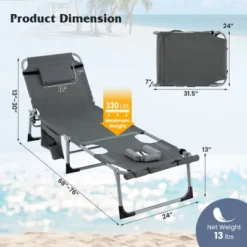 Tangkula Outdoor Folding Chaise 5-Position Lounge Chair W/ Face Hole & Adjustable Footrest -Tangkula GUEST 9cd77990 8930 4aba 80f8 a6eee364c4c5