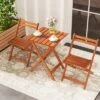 Tangkula 3 PCS Outdoor Wood Bistro Set W/ 2 Folding Chairs & Dining Table For Backyard -Tangkula GUEST 9cf1d74b 2635 4c73 9979 d2c9f89f36f3