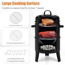 Tangkula 3 In 1 Vertical Charcoal BBQ Smoker Grill Separable W/ Built-in Thermometer -Tangkula GUEST 9d71a6a7 ca50 4bd8 990b eff061cc4815