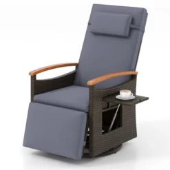 Tangkula Set Of 2 Patio Rattan 360° Swivel Recliner Chair Wicker Lounge Chair W/Adjustable Backrest & Footrest Reclining Seat W/Flip Side Table -Tangkula GUEST 9dbf5aa6 ebbd 4643 b40e d7304de37eed