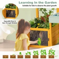 Tangkula Wooden Potting Bench For Kids W/ See-Through Window Planter Box Garden Trellis -Tangkula GUEST 9dcff801 3348 46c5 8cae 8f005b3cf504