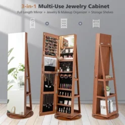 Tangkula Rotating Mirrored Jewelry Cabinet With Mirror Storage Shelves -Tangkula GUEST 9df40b99 5e2e 4399 ab08 0e67635573dc