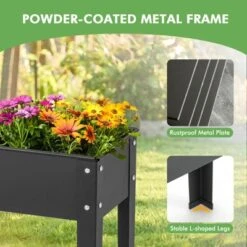 Tangkula Raised Garden Bed W/ Metal Legs Low Height Elevated Gardening Container W/ Drainage Hole For Vegetables Flowers Herbs -Tangkula GUEST 9e077e54 baa7 4099 870c 2bc65981494c