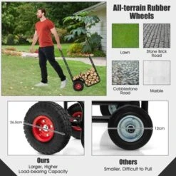Tangkula Firewood Log Cart Carrier Firewood Cart Wood Hauler With Wear-Resistant And Shockproof Rubber Wheels -Tangkula GUEST 9e1298c1 cd10 4d2b 9822 3064b7a82a11