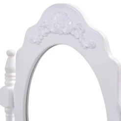 Tangkula White Vanity Mirror Wood Makeup Dressing Table Stool Set White (Mirror, 3 Drawers, Stool) -Tangkula GUEST 9e2cf659 82df 45f5 9086 2fce07d242de