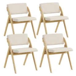 Tangkula Set Of 4 Dining Chairs Folding Kitchen Chair W/ Rubber Wood Legs Padded Seat -Tangkula GUEST 9ec49949 3c03 4b13 96c5 69c2808d8754