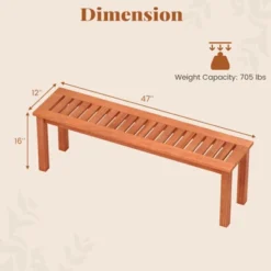 Tangkula Outdoor Solid Wood Bench Backless Dining Bench W/ Slatted Seat -Tangkula GUEST 9ec54549 5c78 43b6 96a8 94f811d7c888