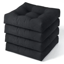 Tangkula Set Of 6 Tufted Patio Cushions 4" Outdoor Seat Cushions Waterproof & High Elasticity Square Chair Cushions Black -Tangkula GUEST 9f526ba4 1f7f 4986 8ac9 ea62b9e411a5 1