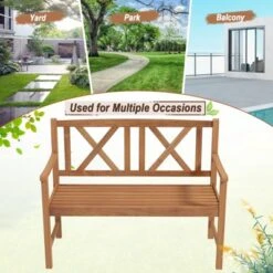 Tangkula 2-Person Acacia Wood Bench Outdoor Slats Loveseat Chair With Armrest Backrest Sturdy Frame 800lbs Load Capacity -Tangkula GUEST 9f5c579a 6446 46d0 9d8c e488502de4e6