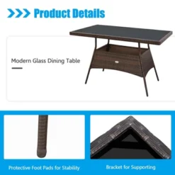 Tangkula 5PCS Rattan Patio Dining Table & Chair Set Outdoor Furniture Set W/ Cushion -Tangkula GUEST 9fb0bfcc a65e 47d0 a74d 3f25551b3710