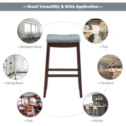 Tangkula Set Of 4 Saddle Bar Stools Backless Nailhead Counter Stool With Grey Cushions Coffee/White -Tangkula GUEST 9fc770e9 b1d7 4489 85c0 f2b4a36a1021