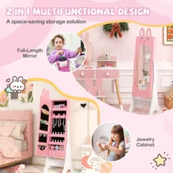 Tangkula Kids Jewelry Armoire Cabinet Free-Standing Full Length Mirror With Storage And 4 Tilt Angles -Tangkula GUEST 9fd67e57 5ba3 4cc5 abc7 16eb362d5031