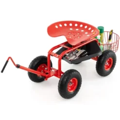Tangkula Rolling Garden Cart Scooter W/ Adjustable Seat Storage Basket Tray Red -Tangkula GUEST 9ff32ac2 31f7 41dc 99bf b83617951f82