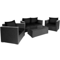Tangkula 8PCS Rattan Patio Conversation Set Outdoor Furniture Set W/ Black Cushions -Tangkula GUEST a000cdb5 600f 4e85 9650 fac27716b992
