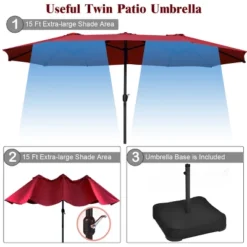 Tangkula 15Ft Outdoor Double-Sided Patio Umbrella With Base -Tangkula GUEST a0068f0a bf0a 4958 89f0 7e11ea25f886