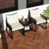 Tangkula 3 PCS Patio Rocking Bistro Set Outside Wicker Rockers W/ 2-Tier Tempered Glass Coffee Table -Tangkula GUEST a0093bf7 0d49 4808 a00c ba9037e585ee