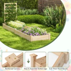Tangkula Raised Garden Bed With Trellis Wooden Planter Box With Divided Space For Vegetables Flowers Fruits Climbing Plants -Tangkula GUEST a01a27f9 31a3 4c42 a8c7 5bea12a12c68