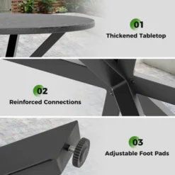 Tangkula 34 Inch Round Patio Bistro Table W/ Wood-Like Top & X-Shaped Legsfor Outside -Tangkula GUEST a01f2ff7 0db2 43ec 84b2 92d781c52e6d