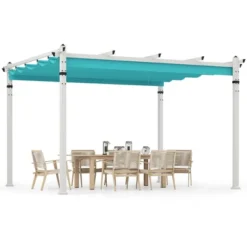 Tangkula 12' X 10' Outdoor Pergola W/ Retractable Canopy Aluminum Frame Anchors Patio -Tangkula GUEST a02e7278 134c 4336 9ea7 b3ae70dc2261