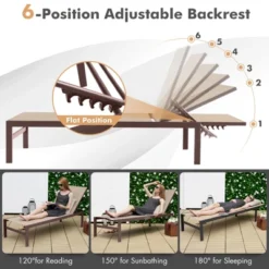 Tangkula Set Of 2 Aluminum Patio Chaise Lounge Outdoor Adjustable Lounge Chair W/ 6-Position Backrest -Tangkula GUEST a04a1b6b 87ee 4f25 b7cc cc3f0a4841cd