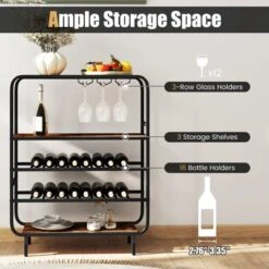 Tangkula 16 Bottle Drinks Rack W/ Glass Holders Metal Frame Storage Shelf For Kitchen 20 Tangkula 16 Bottle Drinks Rack W/ Glass Holders Metal Frame Storage Shelf For Kitchen -Tangkula GUEST a050107f cf26 494e 9590 f281eda62f65