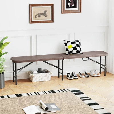 Tangkula 2PCS 6 Ft Plastic Folding Bench Portable Fold-in-Half Seat W/ 1320 LBS Capacity Gray 5 Tangkula 2PCS 6 Ft Plastic Folding Bench Portable Fold-in-Half Seat W/ 1320 LBS Capacity Gray - Image 3