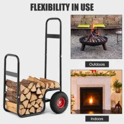 Tangkula Firewood Log Cart Carrier Firewood Cart Wood Hauler With Wear-Resistant And Shockproof Rubber Wheels -Tangkula GUEST a0812212 f717 4d9f 9466 88ad3404f8b2