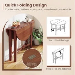 Tangkula 36" Foldable Kitchen Table Round Dining Table W/Solid Rubber Wood Legs 16 Tangkula 36" Foldable Kitchen Table Round Dining Table W/Solid Rubber Wood Legs -Tangkula GUEST a0ec8553 67fa 42fe 91d3 e17fdc53ceb6
