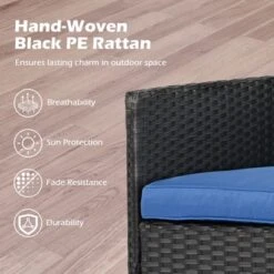 Tangkula Outdoor Rattan Loveseat 2-Seat Patio Conversation Set With Built-in Coffee Table Cushions Wicker Bench Furniture Blue -Tangkula GUEST a1099908 126e 42f4 8115 cf7e002a283d