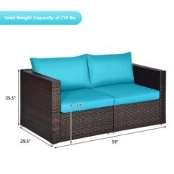 Tangkula 2PCS Rattan Corner Sofa Set Patio Outdoor Furniture Set W/ 4 Blue Cushions -Tangkula GUEST a1102825 2cce 4f5e 968a a29e0a830bd1 1