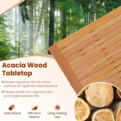 Tangkula 8-Person Outdoor Dining Table 79 Inch Acacia Wood Patio Table With Umbrella Hole Metal Legs & Adjustable Foot Pads -Tangkula GUEST a158892e 2b01 48bf bdba 55e9d3e1b525