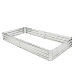 Tangkula 2PCS Galvanized Raised Garden Bed Elevated Rectangle Plant Box 8 X 4 X 1FT -Tangkula GUEST a173cdef 1b84 4013 8a3a a9713083c5e4