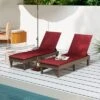 Tangkula 2PCS Patio Lounge Chair Recliner Chair W/ 3-Position Adjustable Backrest & Cushion Brown & Red -Tangkula GUEST a17f6229 4c01 4c8f b268 aa089d3faf9f
